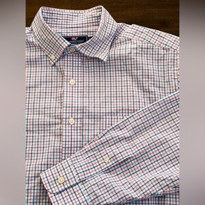 Vineyard Vines Men's Pink &‎ Blue Plaid Button Down Shirt